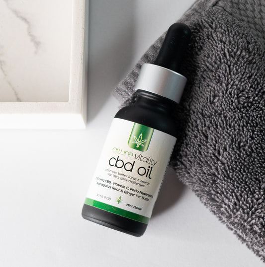 Allure Vitality Daily Broad-Spectrum CBD Oil 30mL product displayed for daily wellness