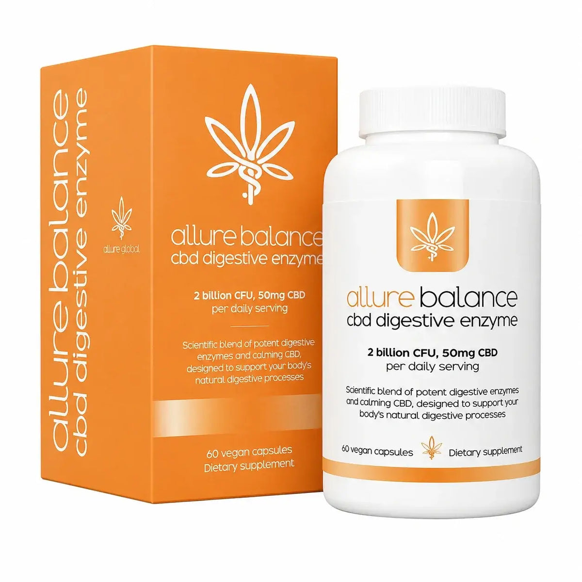 Allure Balance CBD Digestive Enzyme with 2 billion CFU probiotics and 50mg CBD