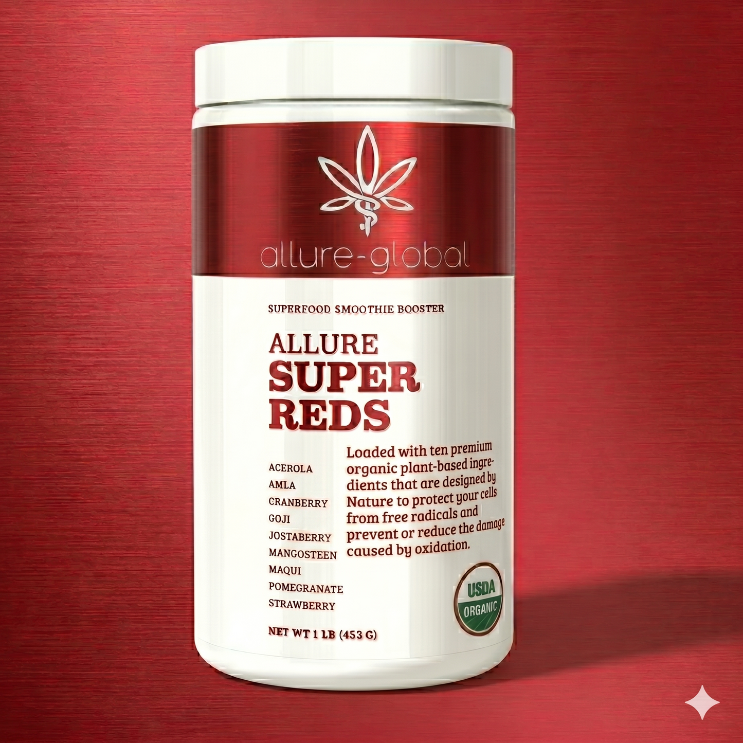 Allure Super Reds Superfood Smoothie Booster with organic plant-based ingredients