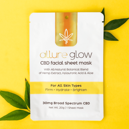 Allure Glow Radiance CBD Facial Sheet Mask with 50mg CBD and Hyaluronic Acid