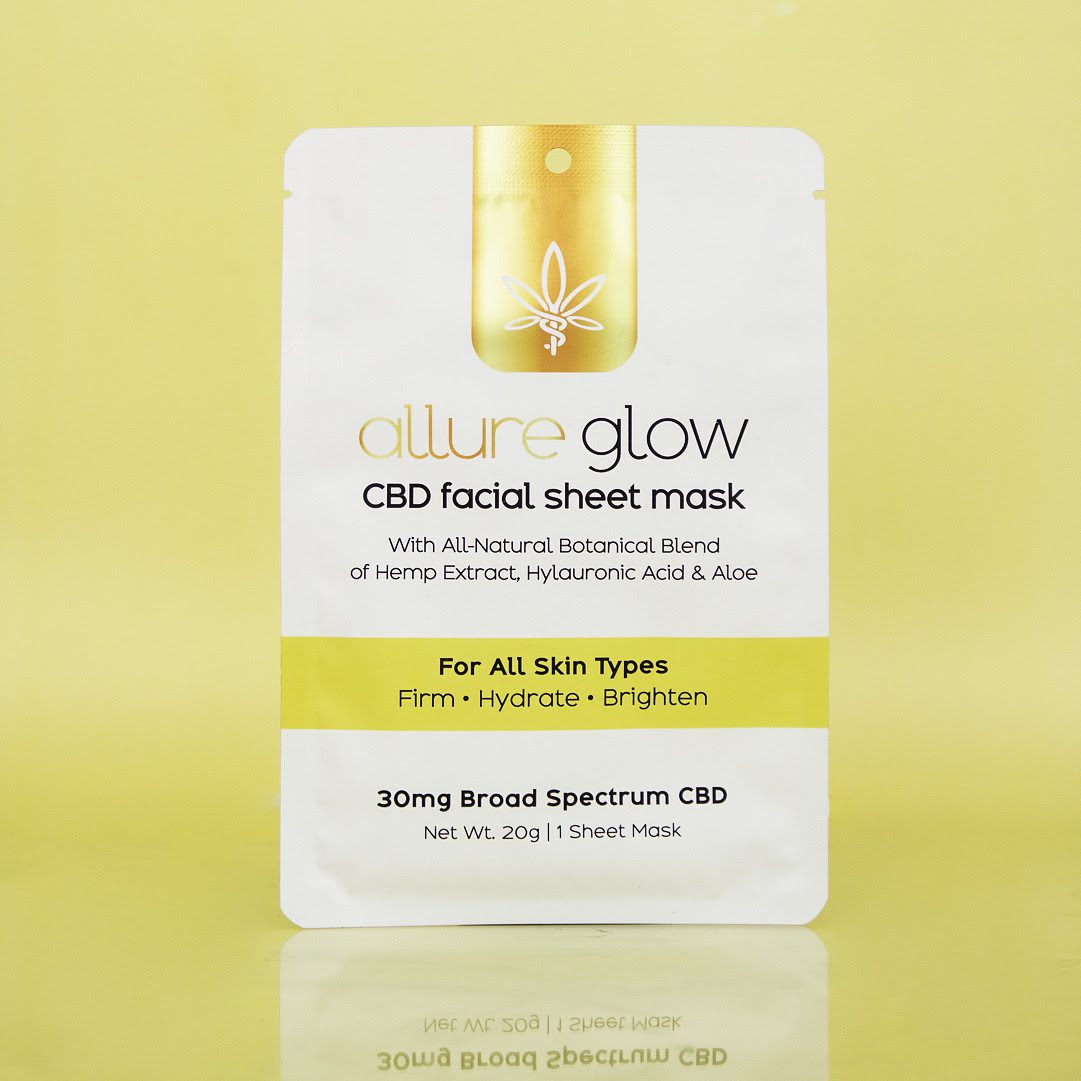 Allure Glow Radiance Facial Sheet Mask with 50mg CBD and Hyaluronic Acid