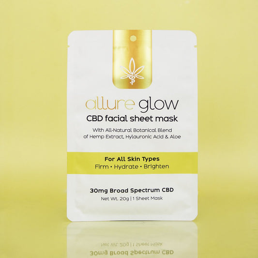 Allure Glow Radiance Facial Sheet Mask with 50mg CBD and Hyaluronic Acid