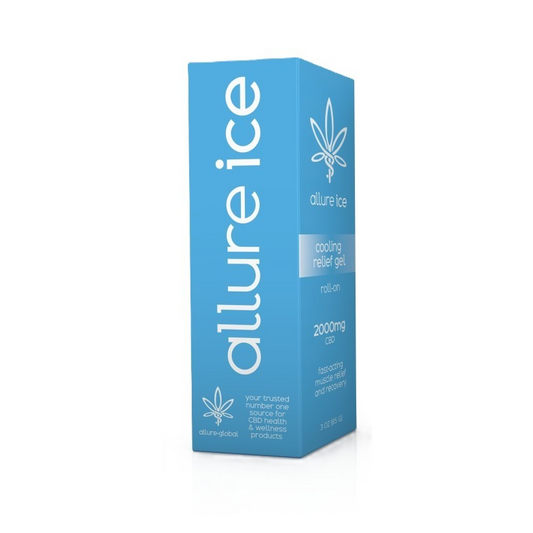 Allure Ice 2000mg CBD Cooling Relief Gel bottle for targeted cooling and muscle relief