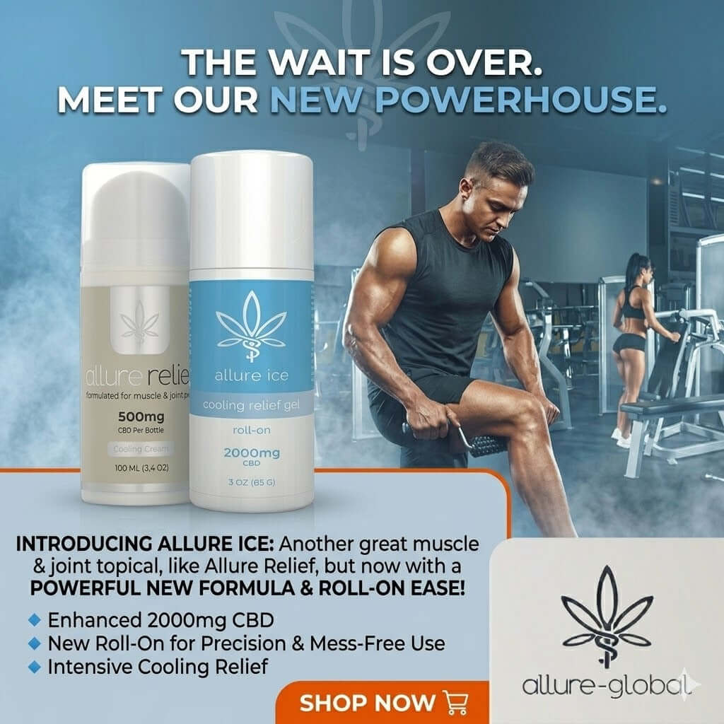 Allure Ice 2000mg CBD Cooling Relief Gel product introduction image for targeted cooling relief