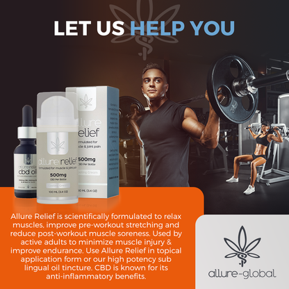 Allure Relief 500mg CBD Cream benefits for muscle soreness joint support and recovery