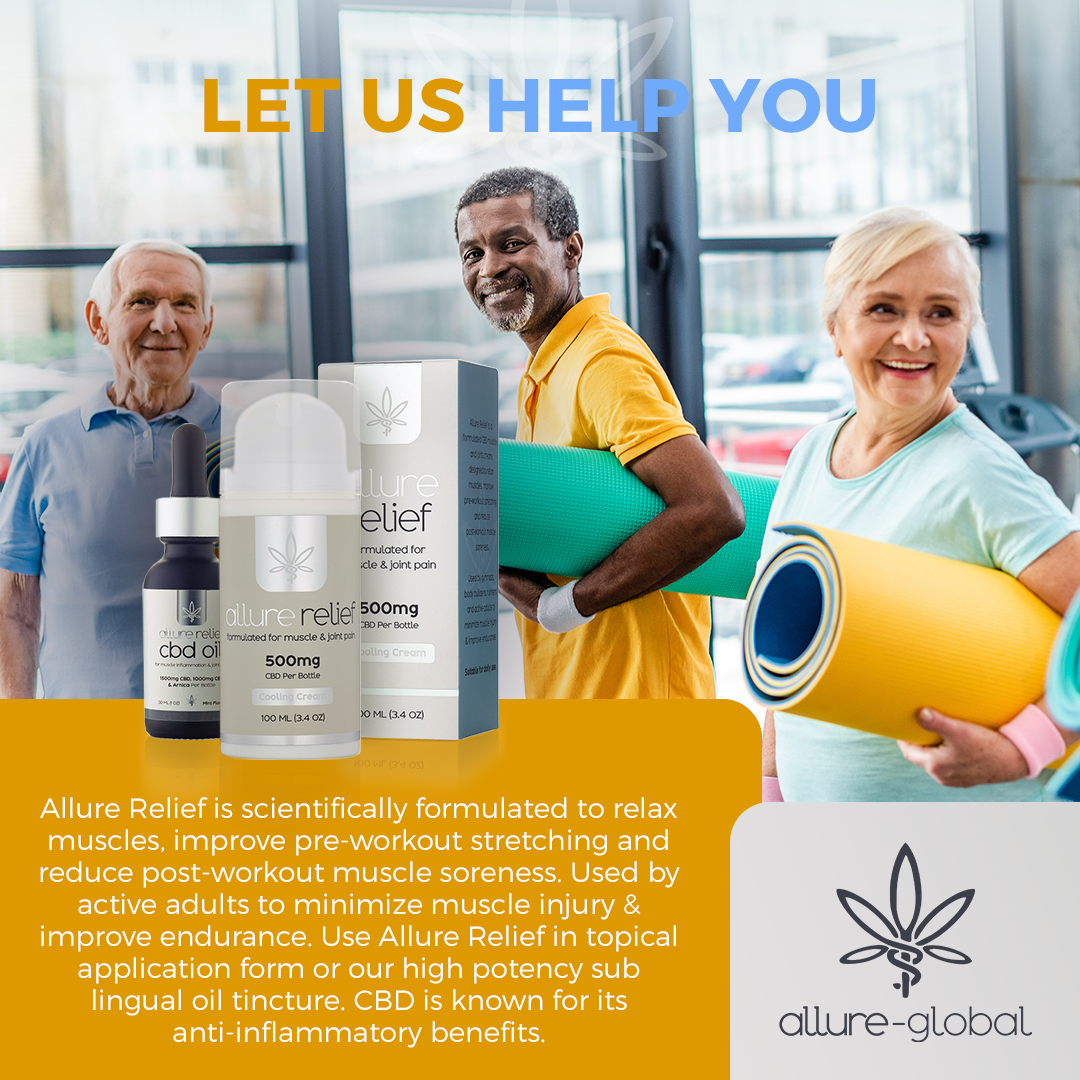 Allure Relief CBD Muscle and Joint Cream for active and senior recovery support