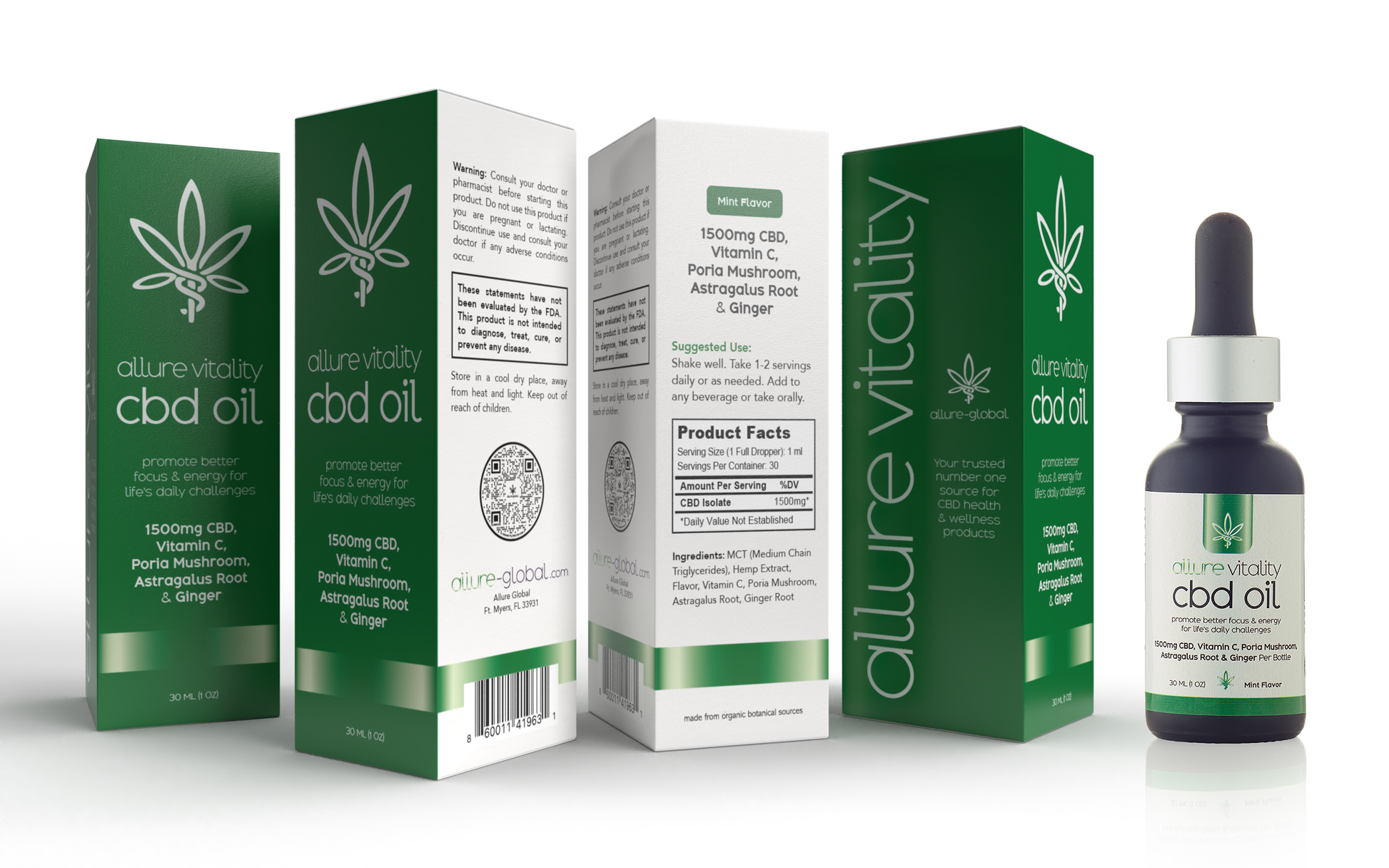 Allure Vitality Daily Broad-Spectrum CBD Oil 30mL packaging and product box