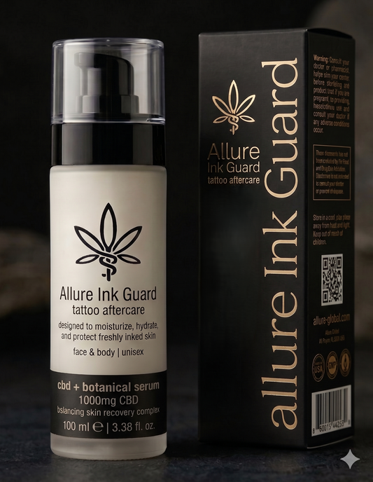 Allure Ink Guard Tattoo Aftercare Balm with 500mg CBD, Shea Butter and Arnica