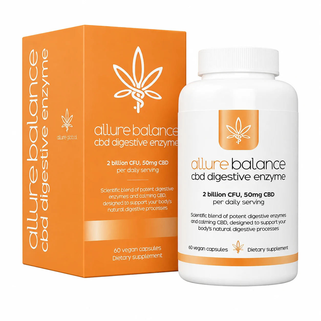 Allure Balance CBD Digestive Enzyme with 2 billion CFU probiotics and 50mg CBD
