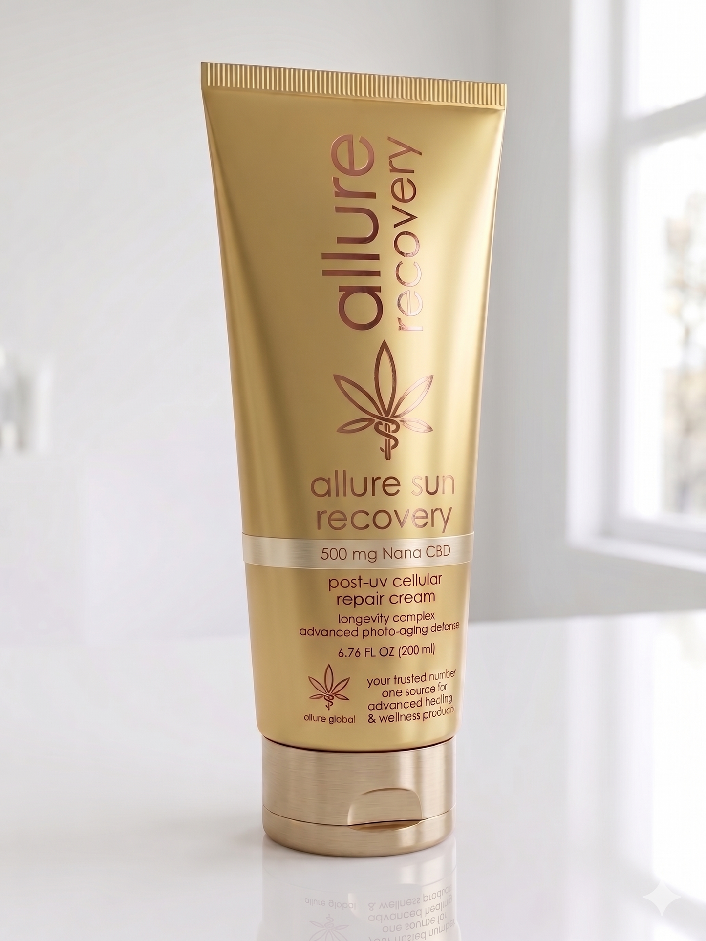 Allure Recovery After-Sun Care Lotion tube with 500mg CBD, Aloe Vera and Chamomile
