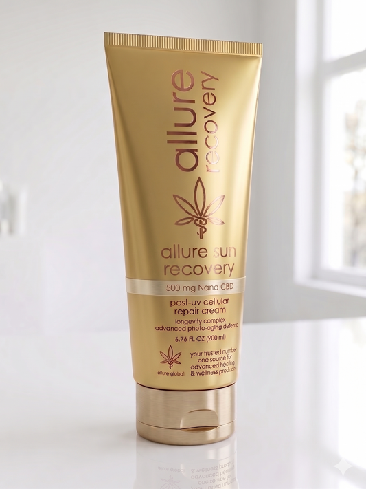 Allure Recovery After-Sun Care Lotion tube with 500mg CBD, Aloe Vera and Chamomile